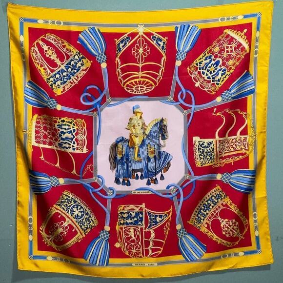 Hermès HERMES Vintage Les Muserolles Motif 90cm Square Silk Scarf - Picture 16 of 16